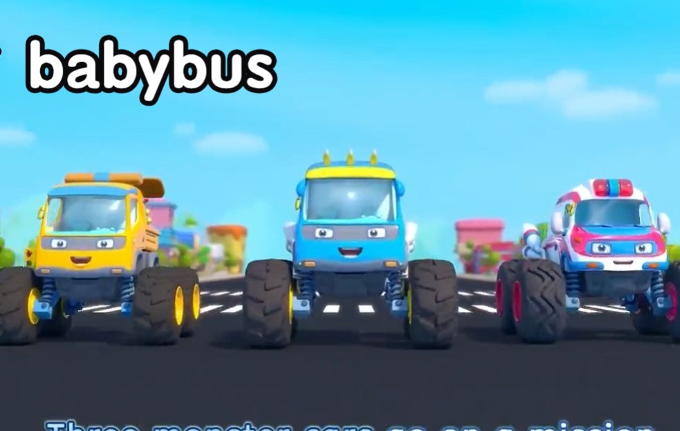 [图]babybus幼儿英语动画系列 | Five Little Monster Trucks Song