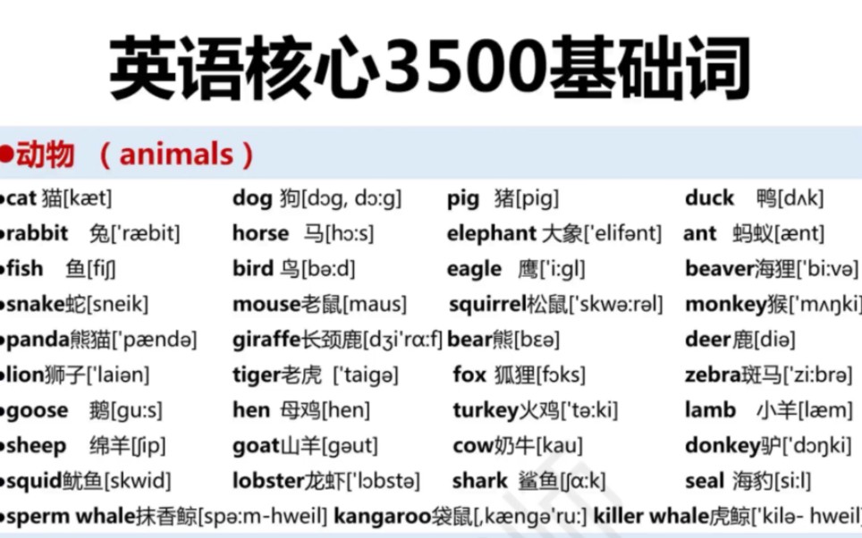 英语3500个高频词!分类记忆,词汇量猛增!拿捏住了!3500个核心词汇,已分类整理,无痛背单词,真的太哇塞啦!哔哩哔哩bilibili