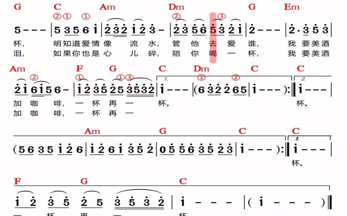 [图]西游记经典歌曲女儿情，初学入门电子琴和弦简谱有声动态歌曲教学