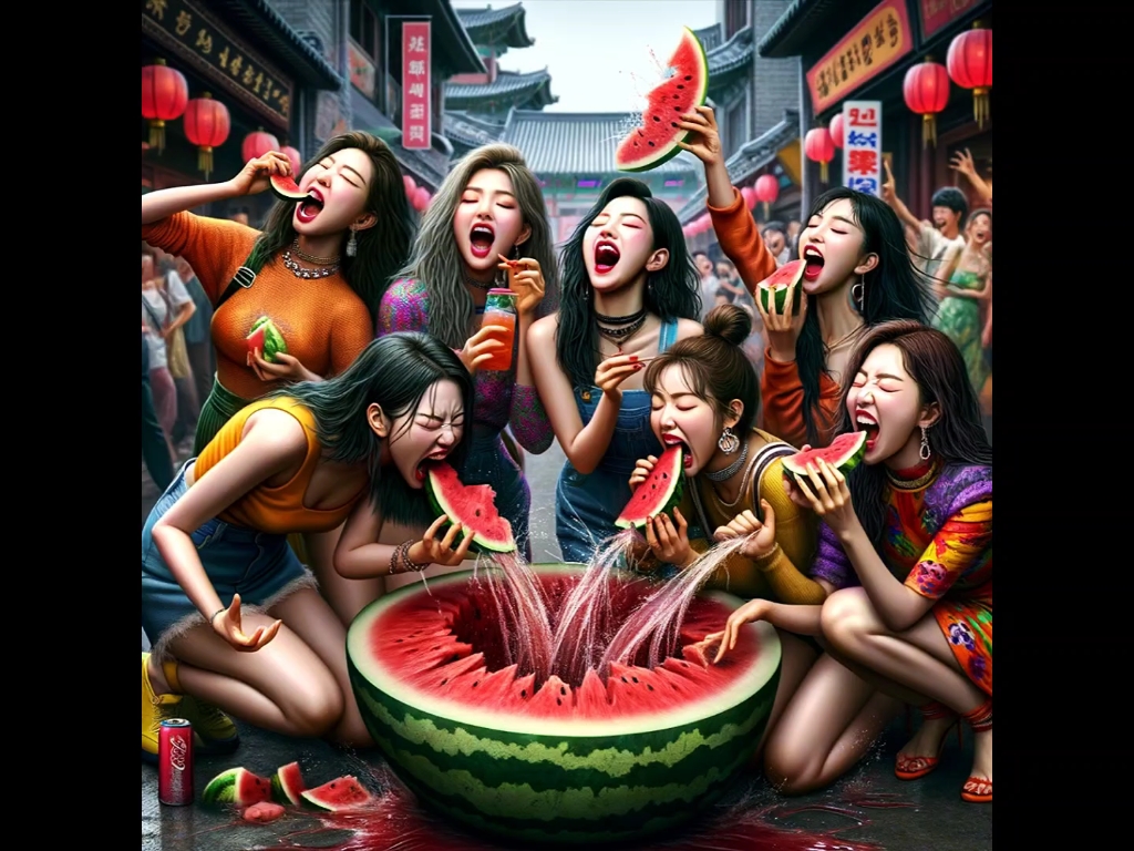 叫ai画韩国美女吃西瓜
