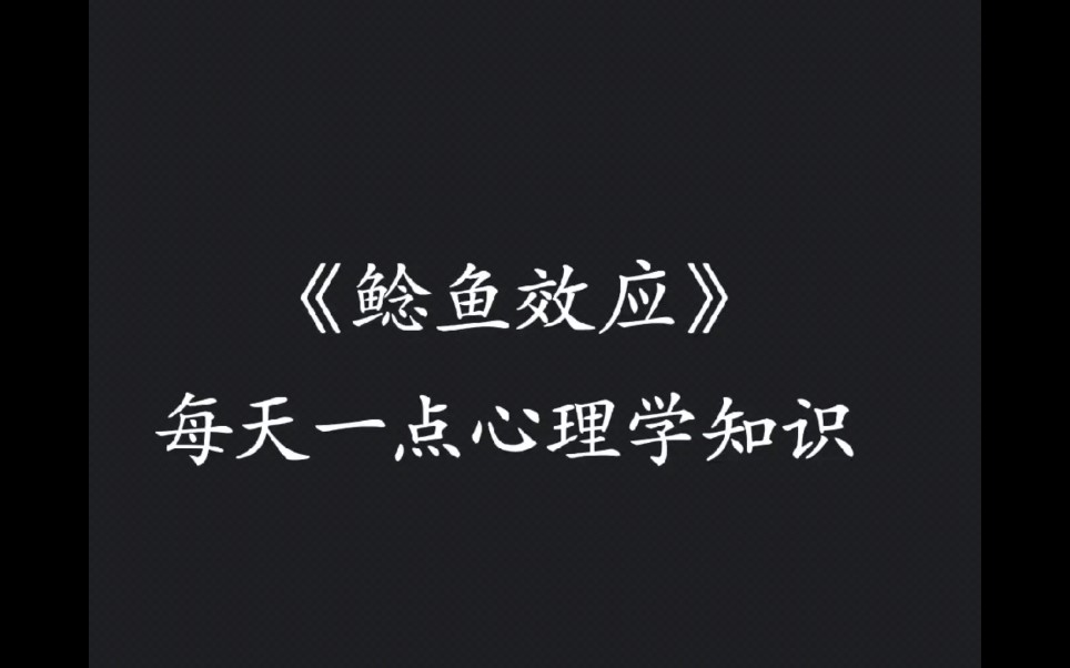 每天一点心理学知识《鲶鱼效应》哔哩哔哩bilibili