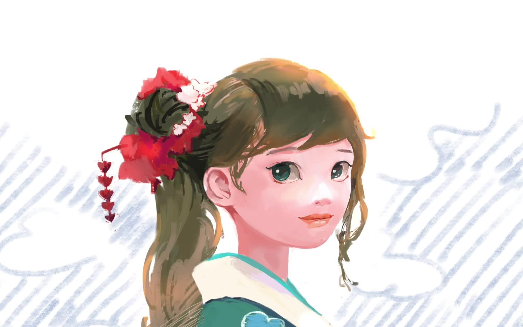 【板绘】调皮的和服少女是怎么画出来的呢?