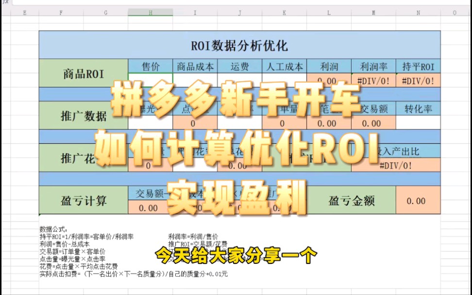 拼多多新手开车ROI计算方法!