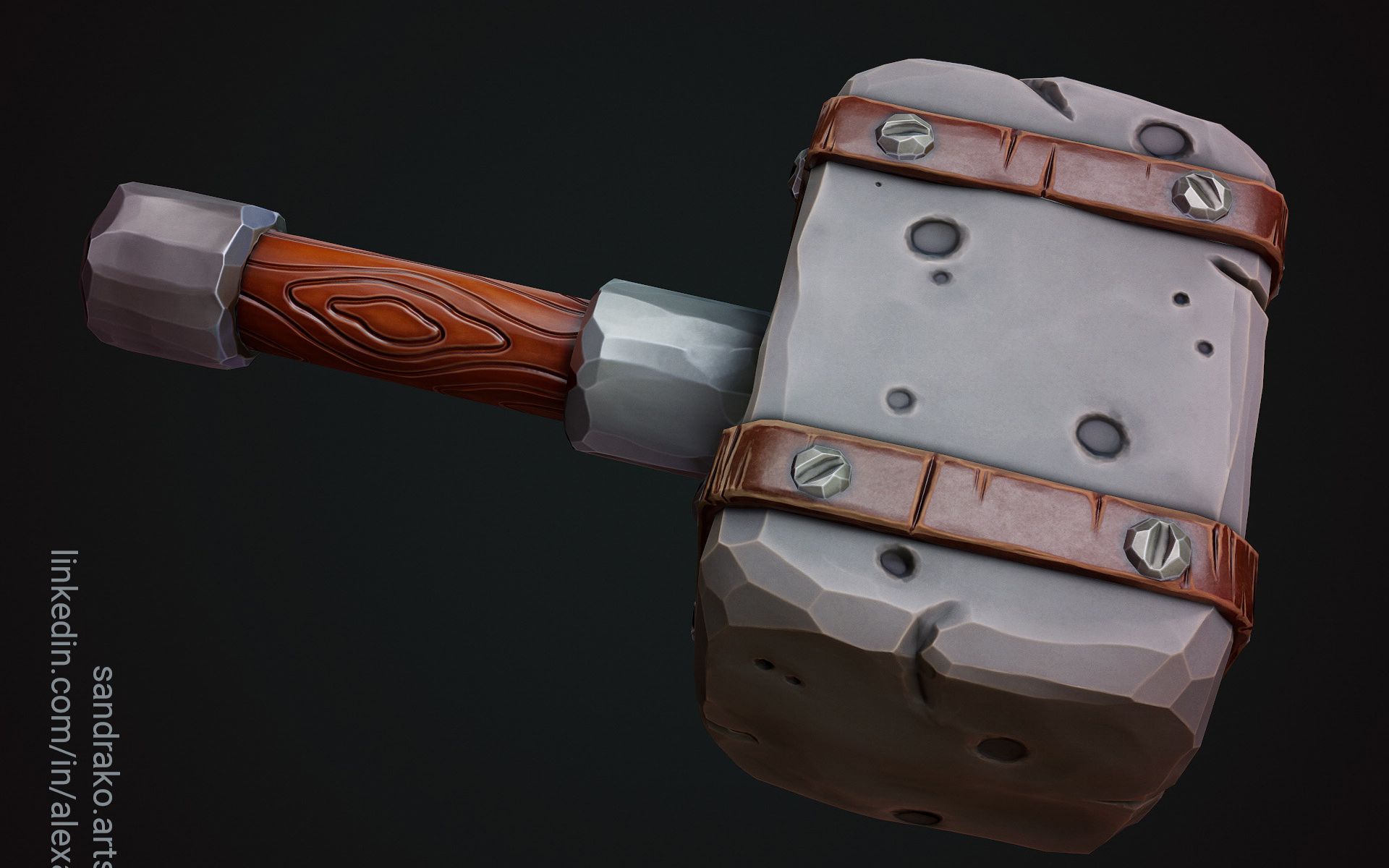 【3dmax游戏建模】游戏里的武器"惊天动地"的一把锤子模型案例讲解与