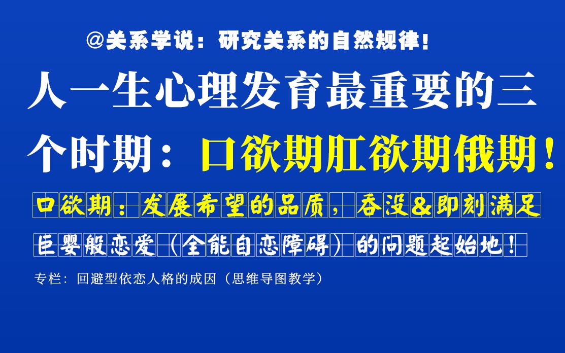 人一生心理发育最重要的三个时期:口欲期(发展希望的品质,巨婴般全能自恋恋爱的起始地)哔哩哔哩bilibili