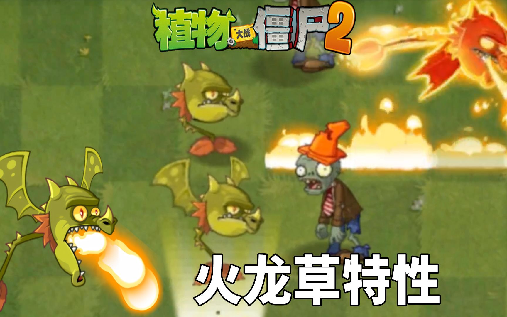 pvz2火龙草的火焰特性5阶火龙能攻击上下两行吗