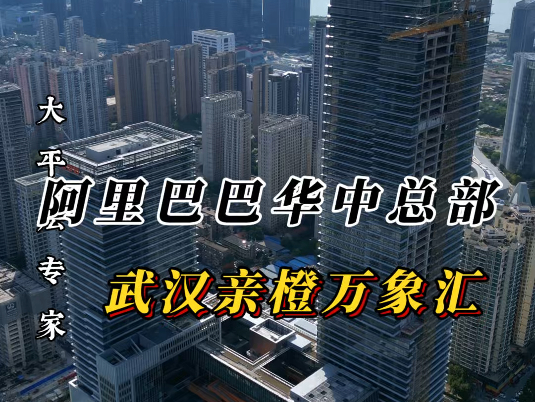 武昌滨江阿里巴巴华中总部,55亿打造,两栋塔楼172米和272米办公,6层裙楼武汉亲橙万象汇商业已挂牌,万象汇开业倒计时100天.武昌滨江豪宅128...