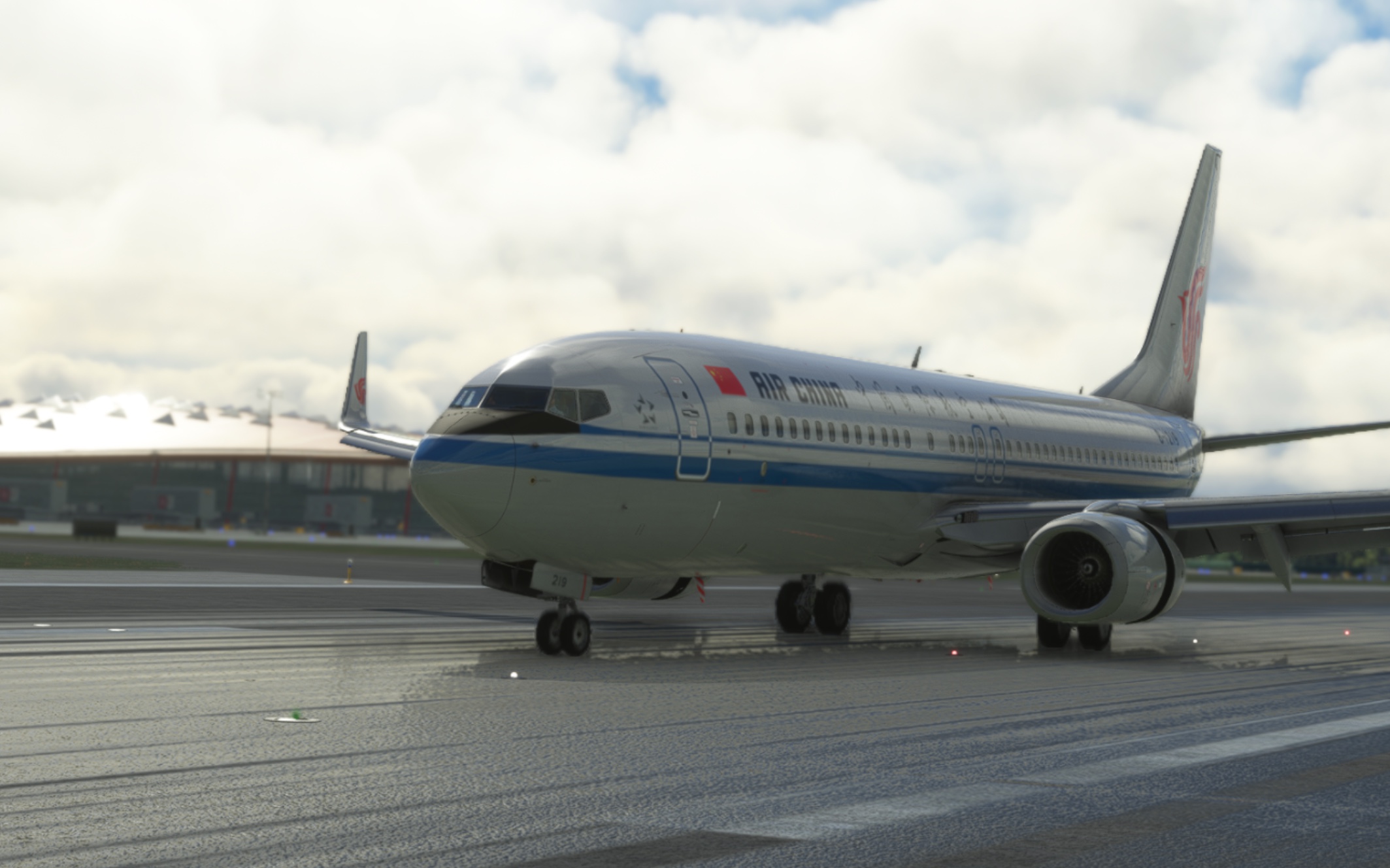 微软模拟飞行 国航 b738 雨中降落首都机场