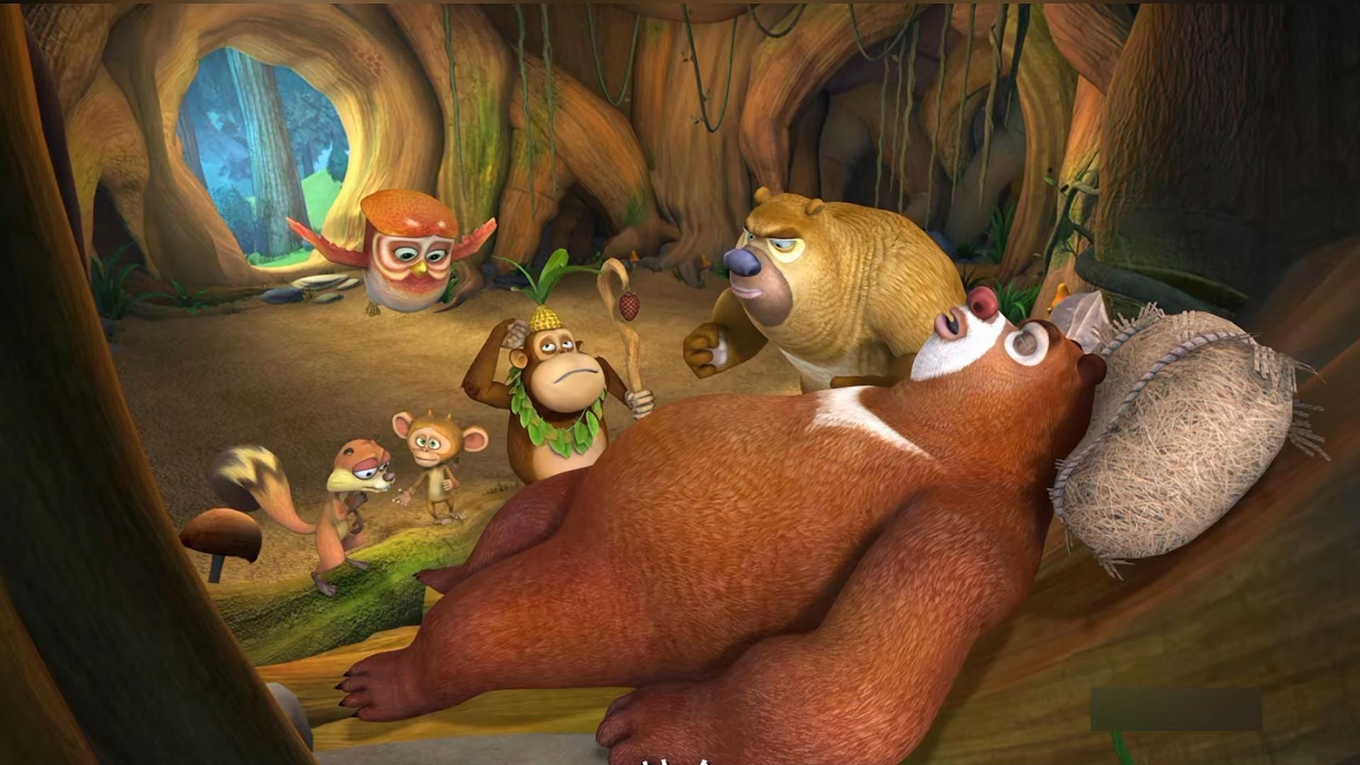 熊大因误食熊二采摘的神秘果子陷入昏睡