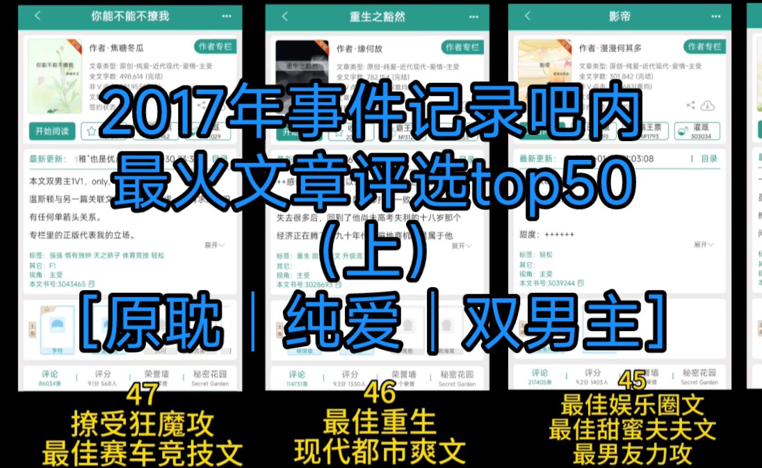 【白术】2017年事件记录吧内最火文章top50(上)│原耽│纯爱│双男主哔哩哔哩bilibili