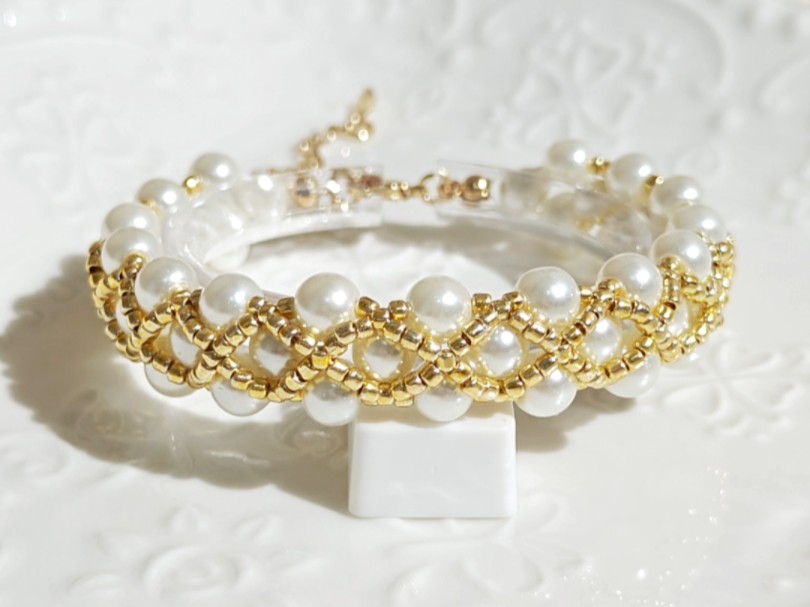 珍珠串珠手链教程