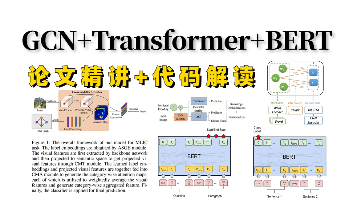 2023最新!GCN+Transformer+BERT一次吃透!研究生小白熬夜也要刷完的教程,论文精讲+代码解读,轻松搞定毕设!!!哔哩哔哩bilibili