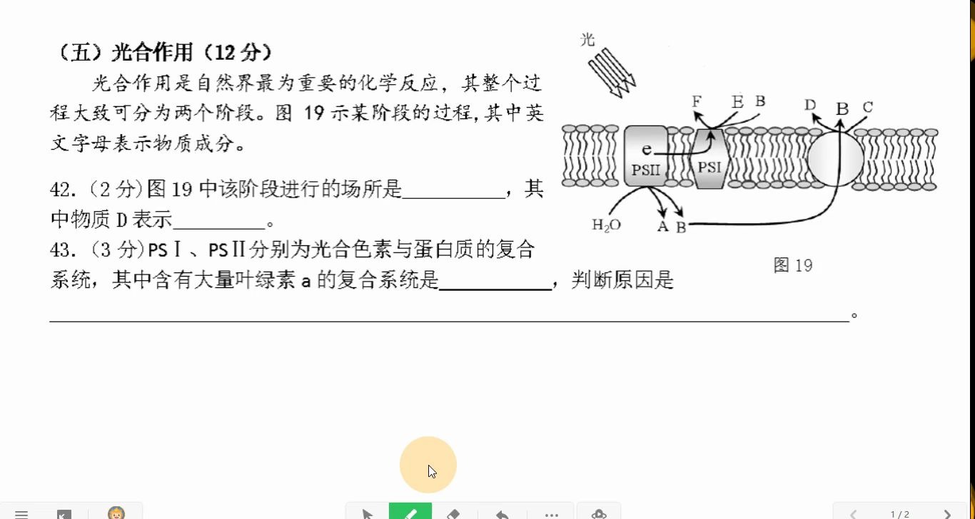 2020生物二模奉贤区综合题——(五)哔哩哔哩bilibili