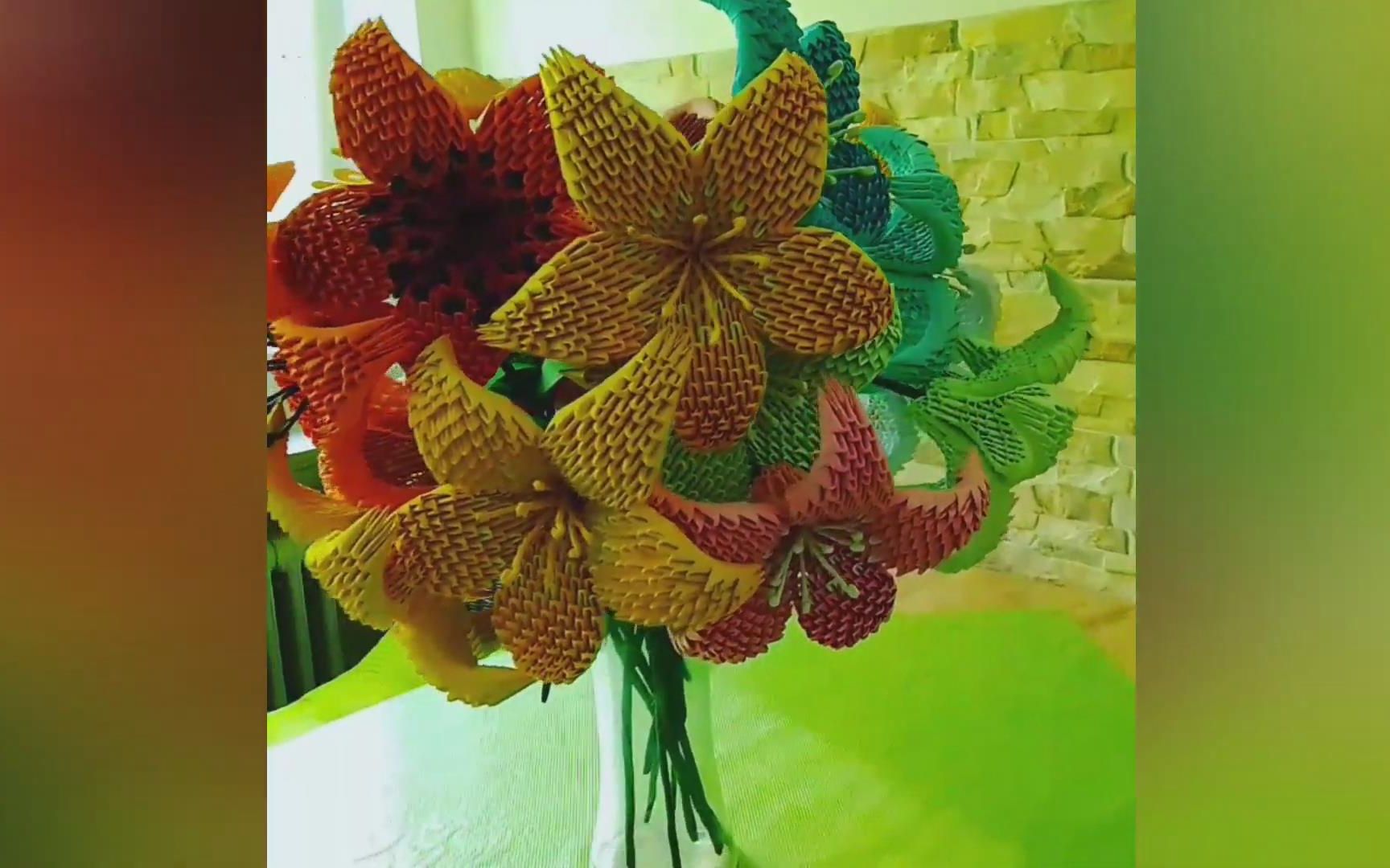 3d origami 三角插折纸 纸花艺 纸百合