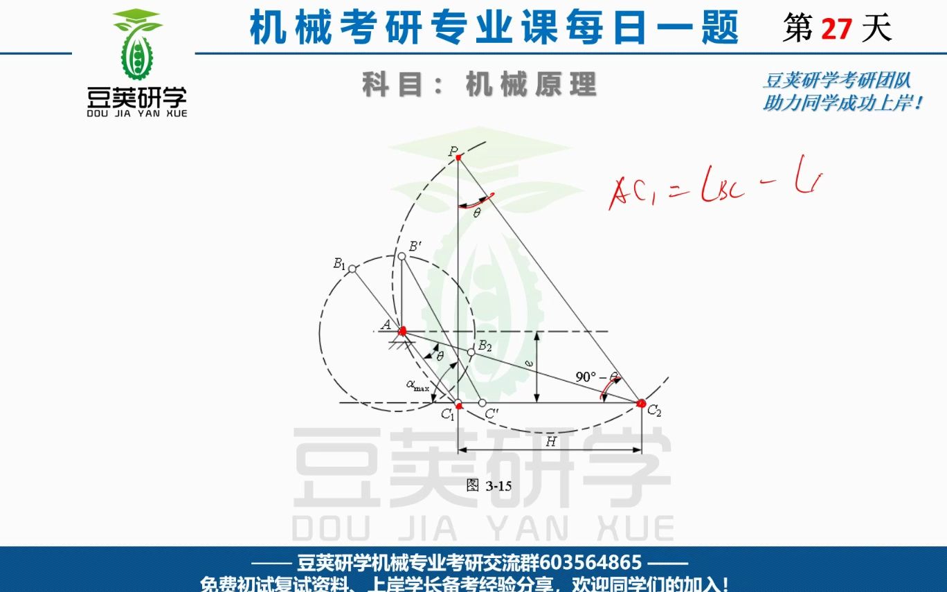 机械原理考研每日一题——按行程速比系数设计曲柄滑块机构哔哩哔哩bilibili