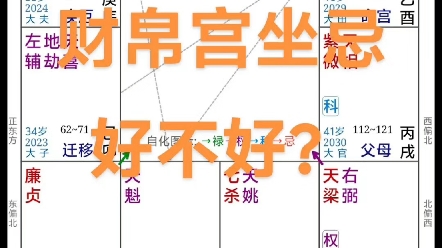 紫微斗数看忌 有人一看到财帛宫坐忌 就担心这辈子会不会没钱很穷苦呢?答案是否定的!财帛宫是工作赚钱的宫位坐忌是欠债的意思 证明敬业认真负责,最...