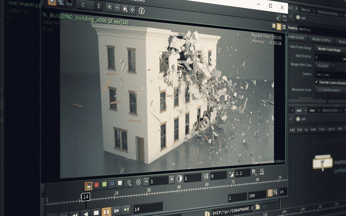 houdini建築崩塌破碎視效實例製作視頻教程 pluralsight