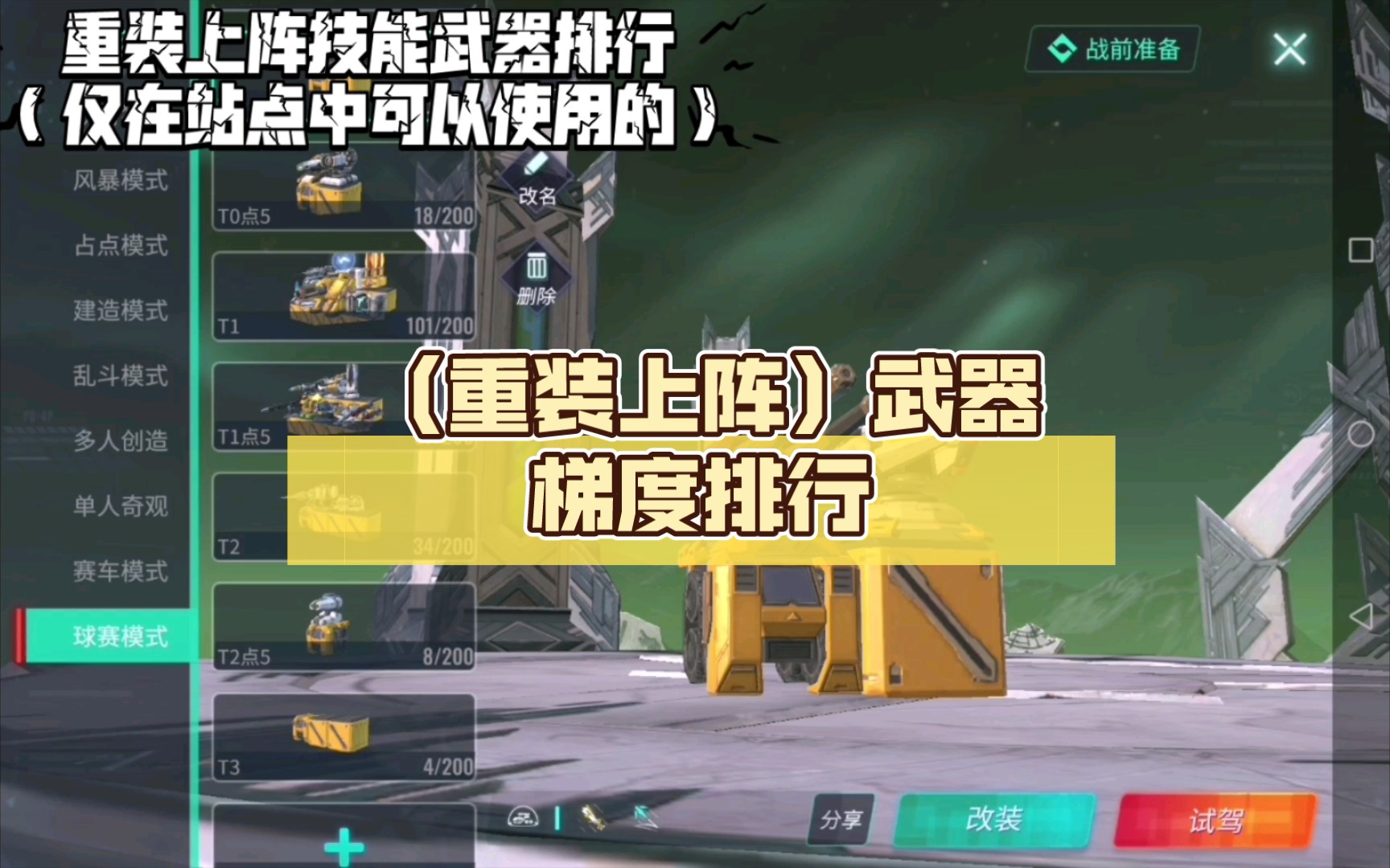 (重装上阵)武器梯度排行