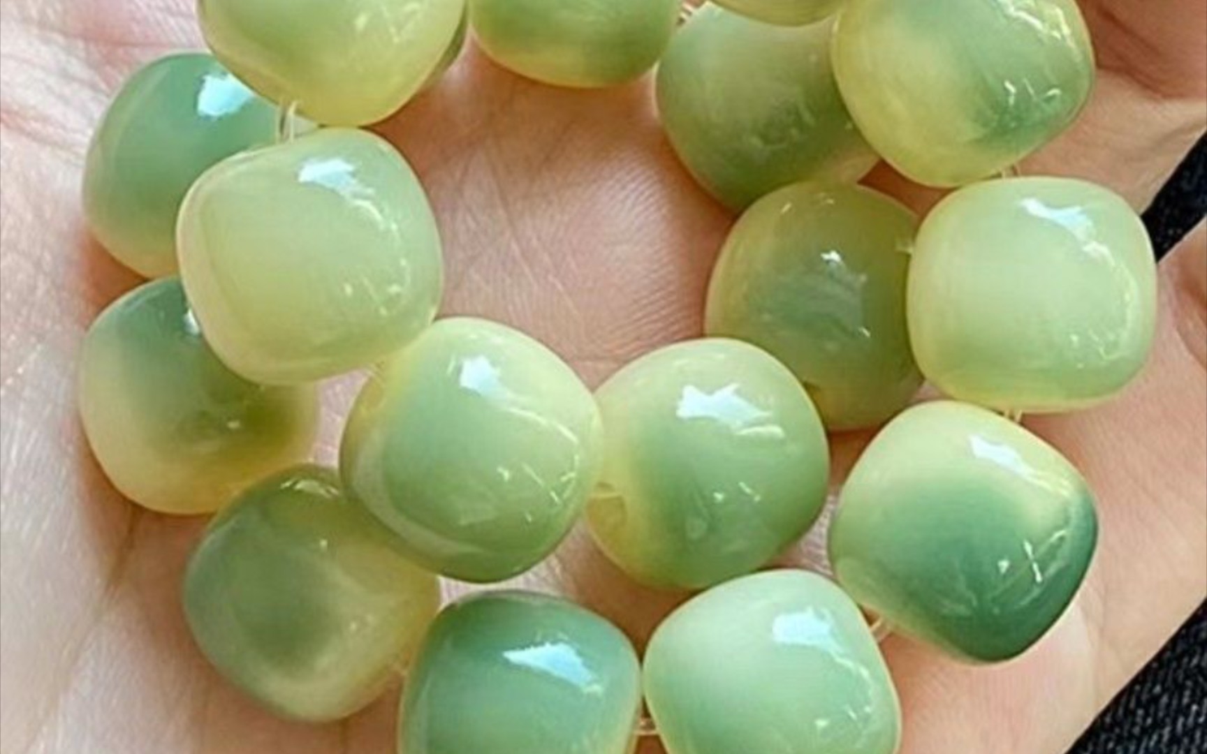 小青柠白玉菩提手串女绕指柔菩提根菩提子文玩佛珠念珠盘玩手链男