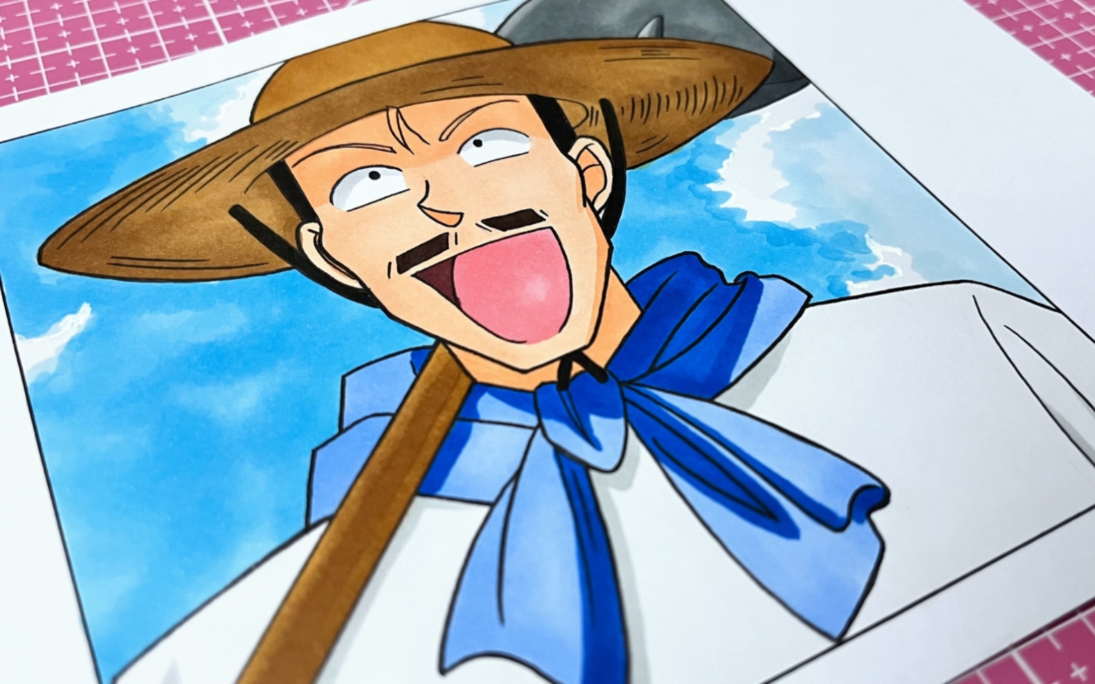 马克笔手绘-沉睡的小五郎绘画过程