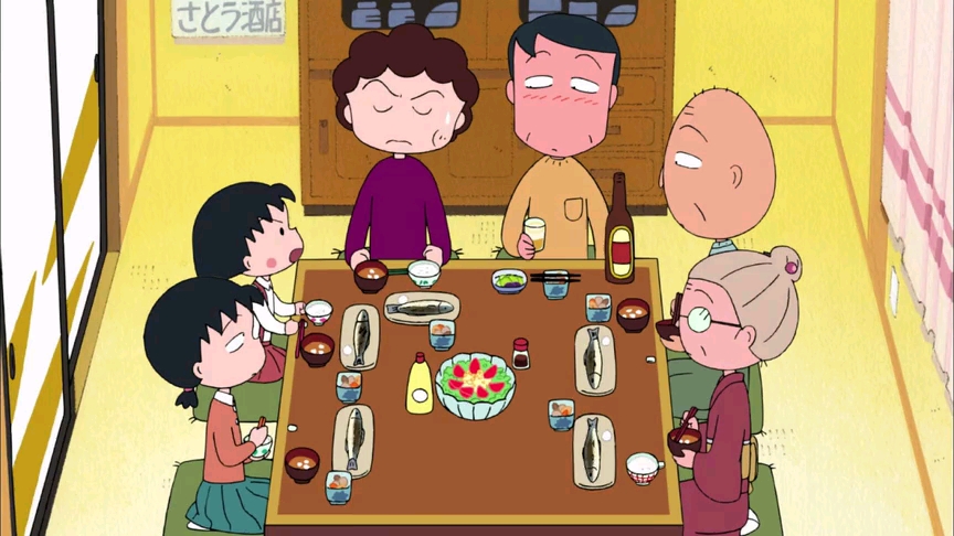 樱桃小丸子之小丸子看着电视里面的中华料理馋的不行