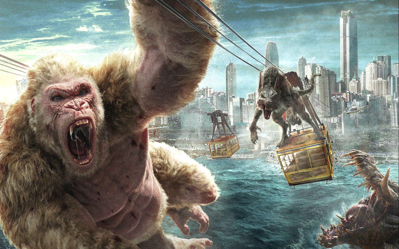 三大变异怪兽毁灭着城市,巨石强森能否拯救人类《狂暴巨兽》