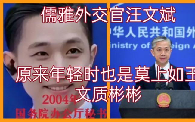 [图]为国白头，儒雅外交官汪文斌，原来年轻时也是莫上如玉，文质彬彬