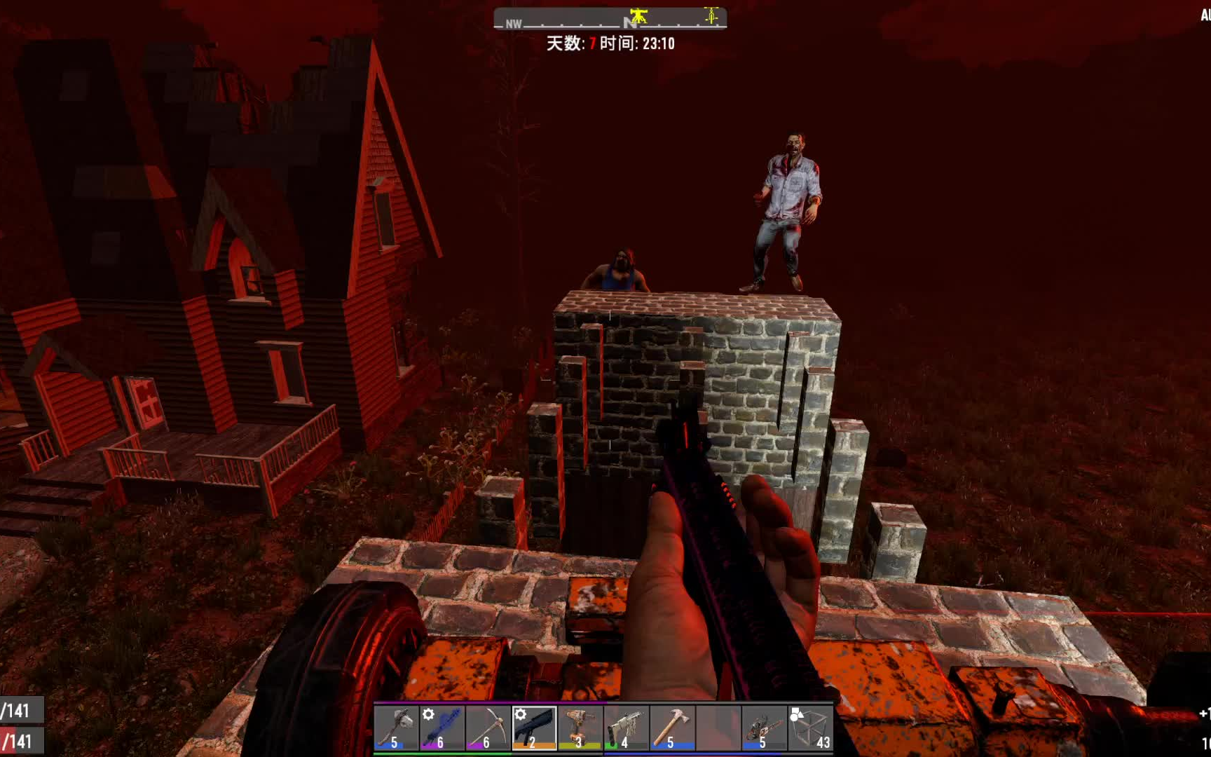 浮空房建立失败丧尸跳楼机开整七日杀a19高难度大灾变模式第67天