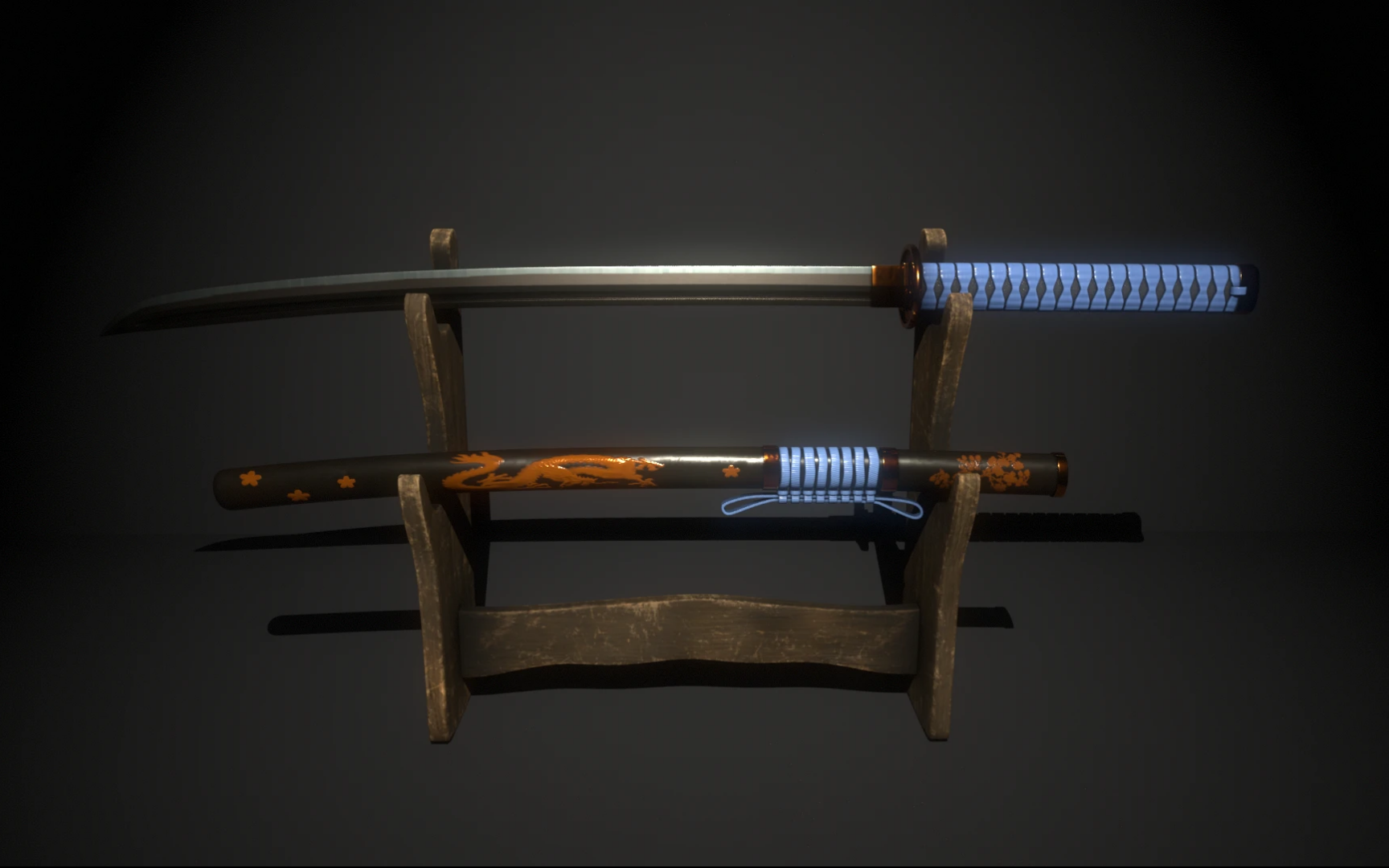 次世代武器建模全流程:3dmax武士刀模型布线教程 sp材质渲染教程!