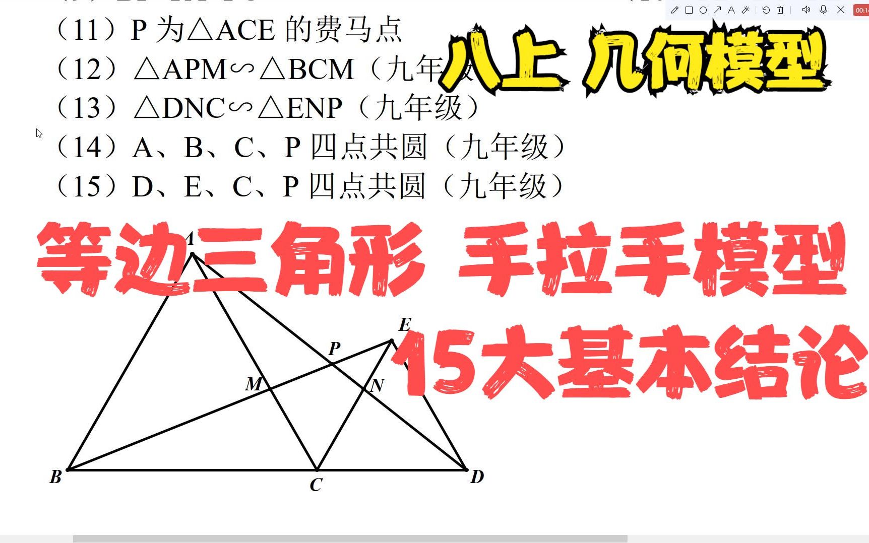 [图]等边三角形手拉手模型15大基本结论上 八上常用几何模型共点旋转