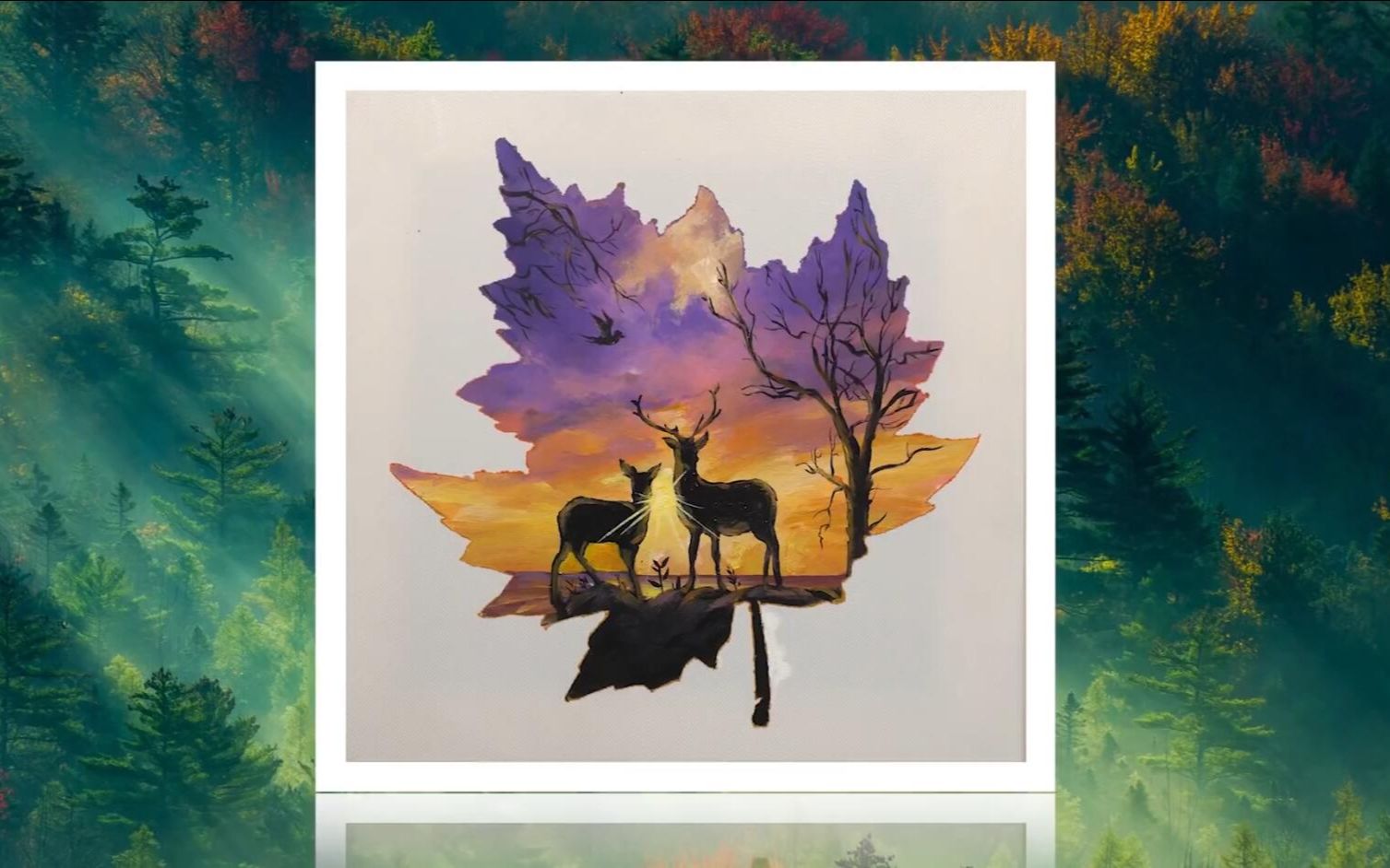 [图]【丙烯画】【绘画教程】枫叶轮廓画-秋天-Autumn in Maple Leaf Acrylic Panting