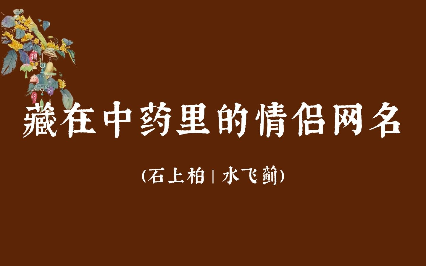 盘点那些藏在中药材里的唯美情侣网名 | 收藏备用哔哩哔哩bilibili