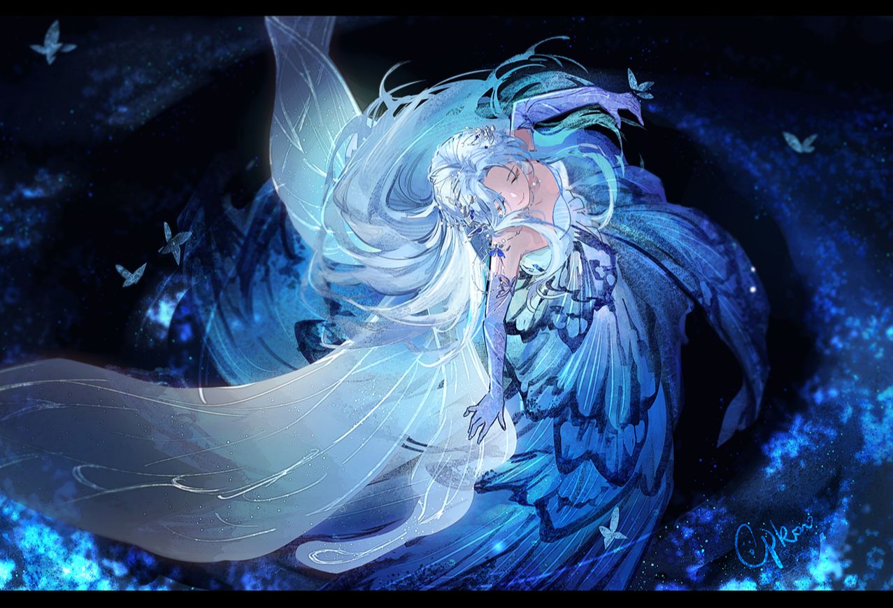 蓝蝴蝶踩点绘画流程