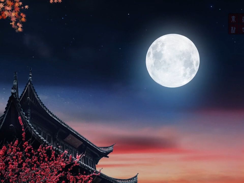 静夜思 李白诗歌朗诵配乐背景视频42秒