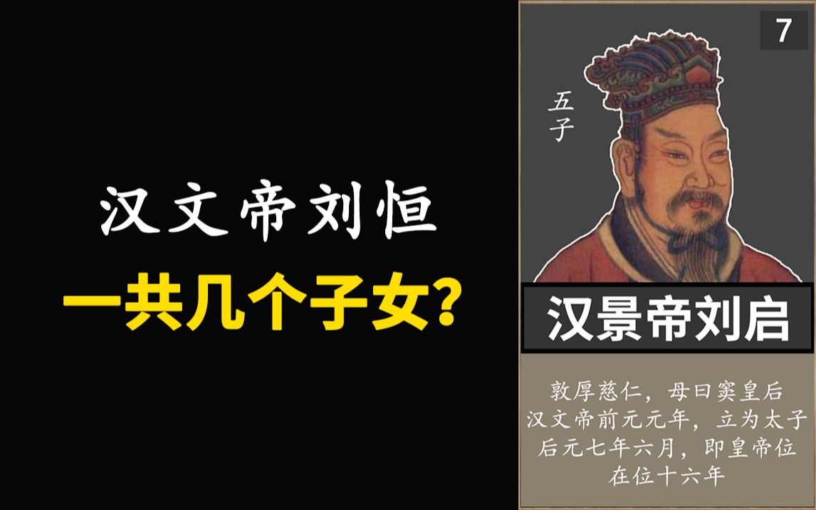 汉文帝刘恒有几个儿子?除了汉景帝刘启和梁孝王刘武 还有谁?哔哩哔哩bilibili