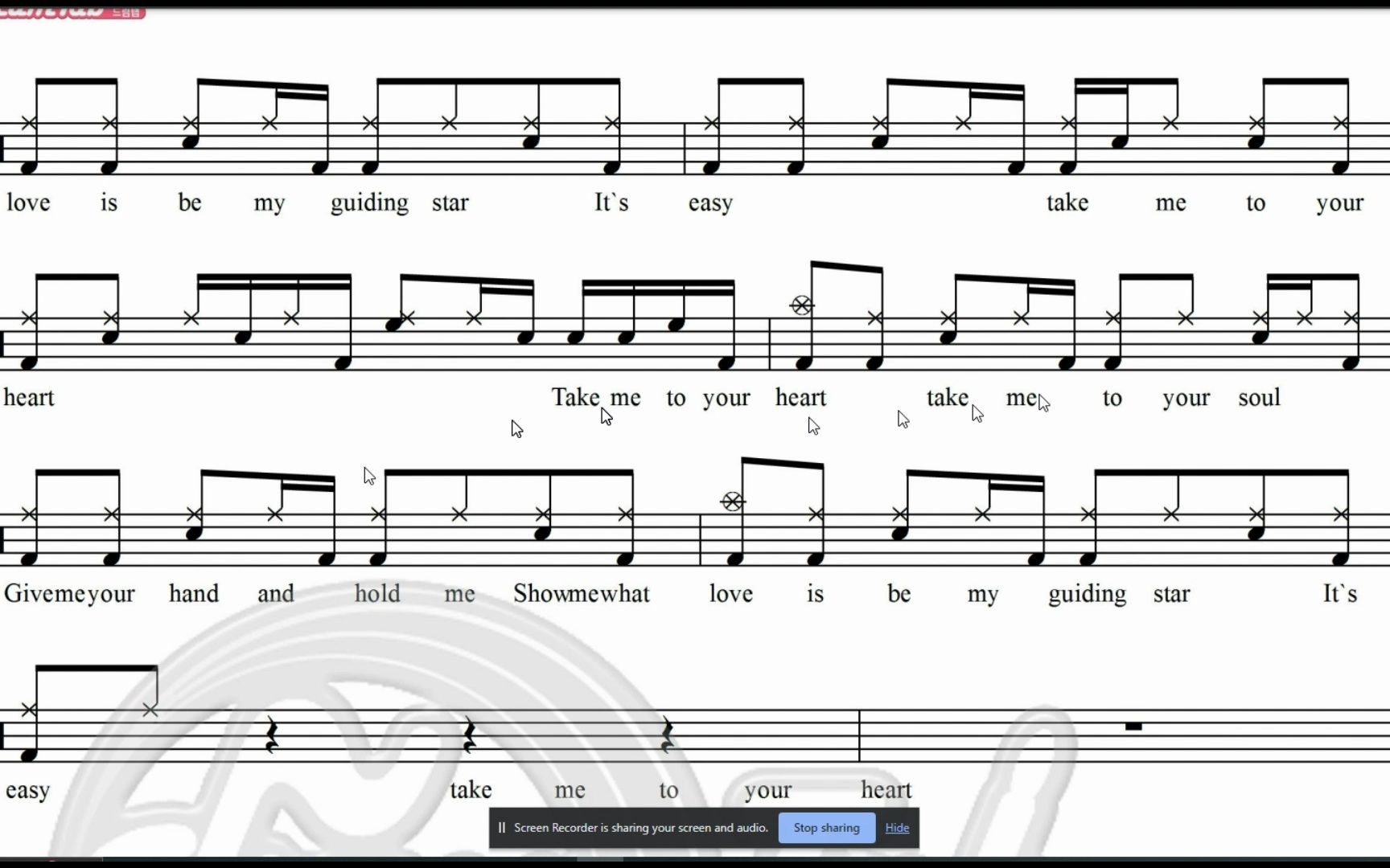 [图]Take me to your Heart Drum score rough made