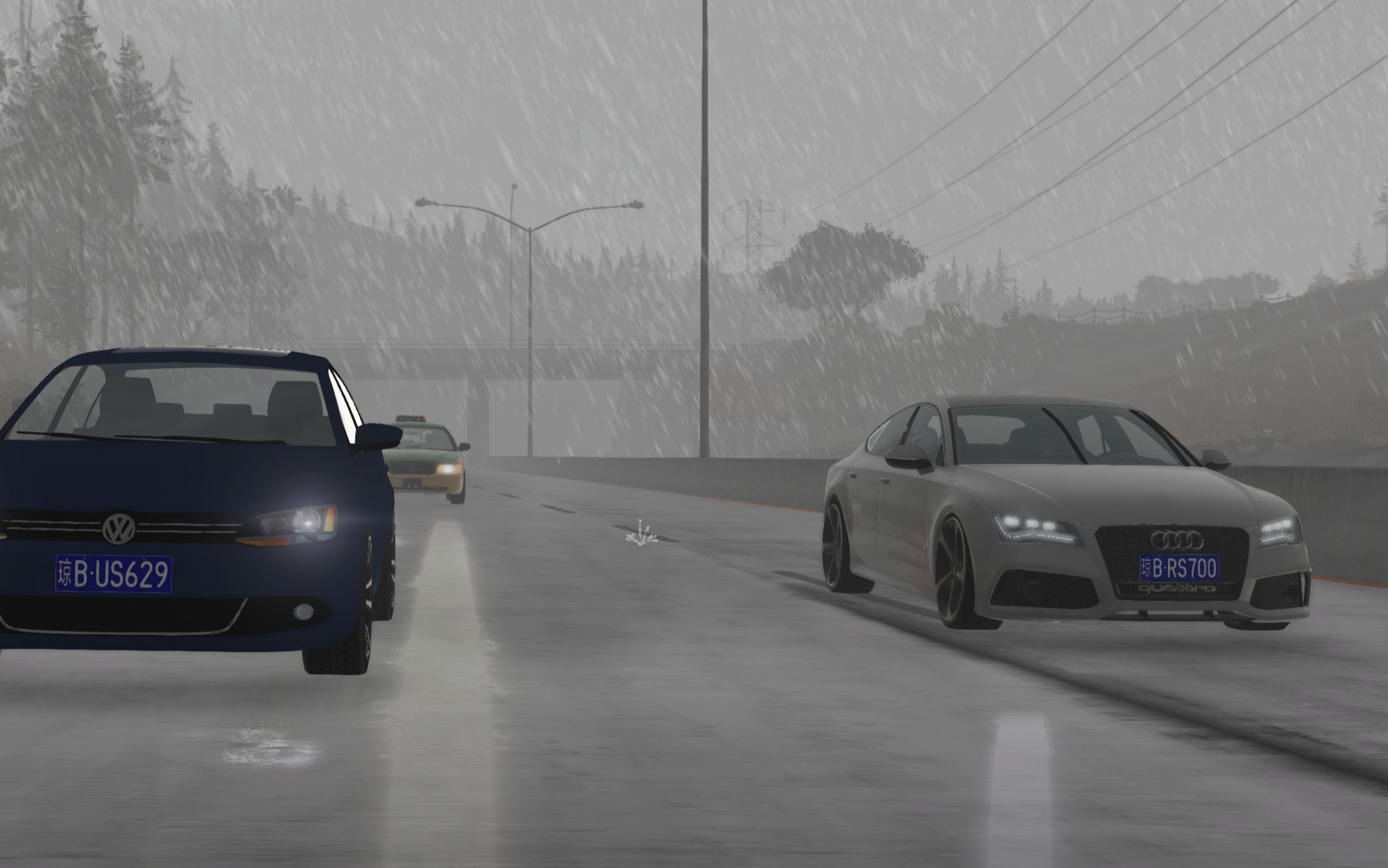 beamng热力追缉雨天沉浸式驾驶体验奥迪rs7