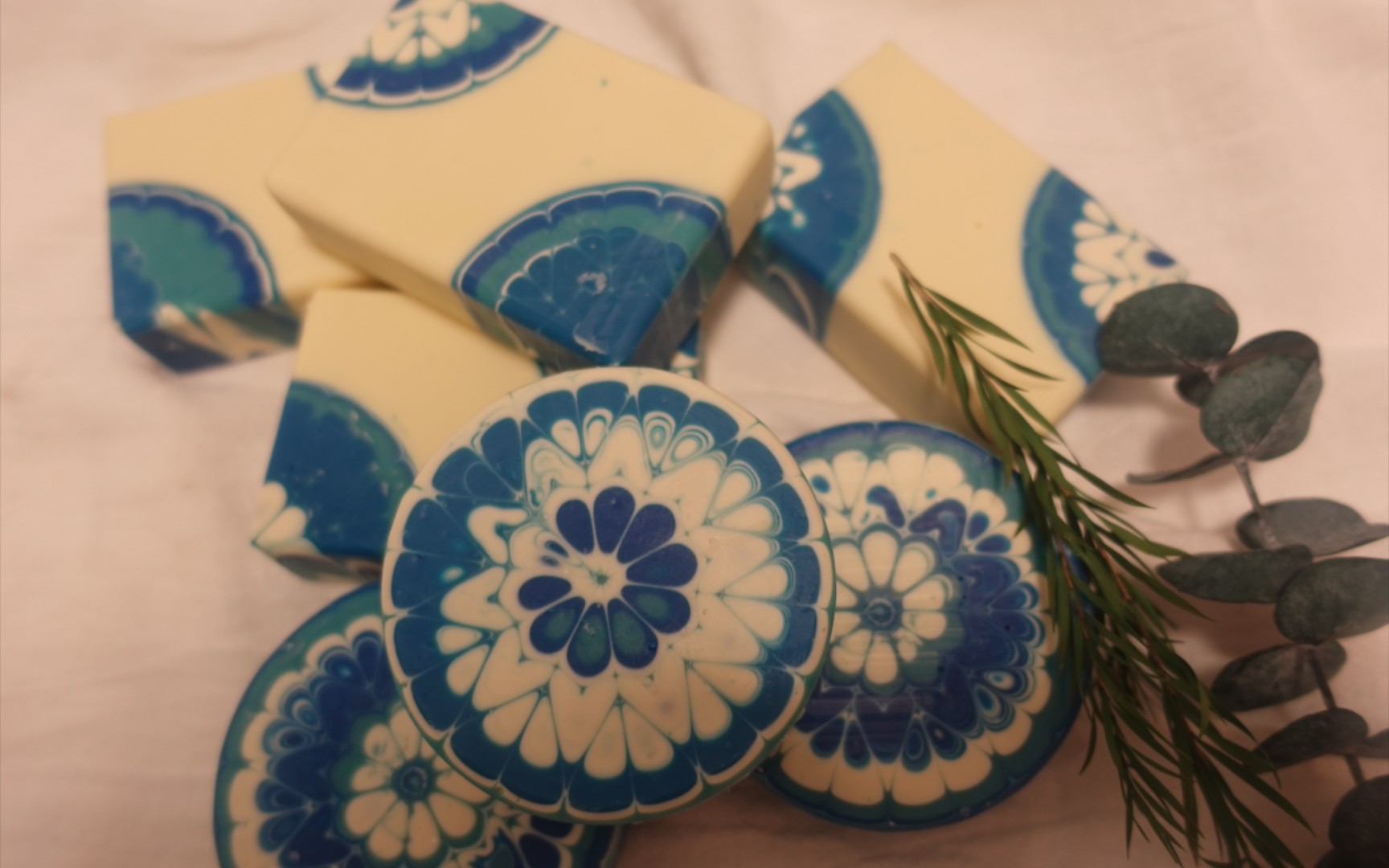 蓝色系万花筒手工冷皂皂手工皂