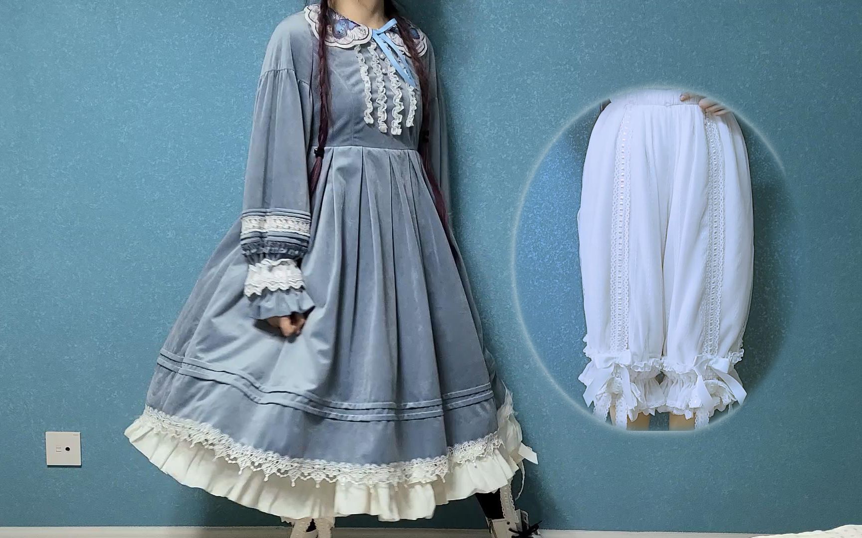 活动  吸吸猫lolita洋装 大棉裤plus 蕾丝加绒南瓜裤 米白色 开箱展示