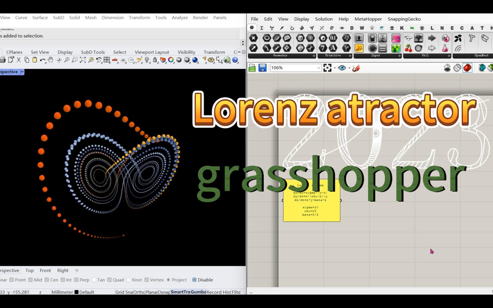 grasshopper循环插件anemone实现洛伦兹曲线(Lorenz atractor)蝴蝶效应哔哩哔哩bilibili