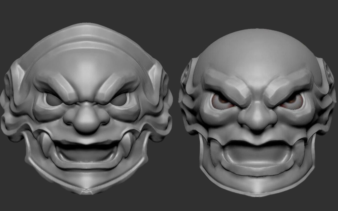 【zbrush雕刻】硬表面甲兽头道具雕刻教程,zbrush新手雕刻练习