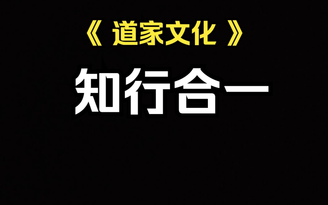 《道家文化》纯干货,一条视频让你通俗的的理解为何“知行合一”哔哩哔哩bilibili