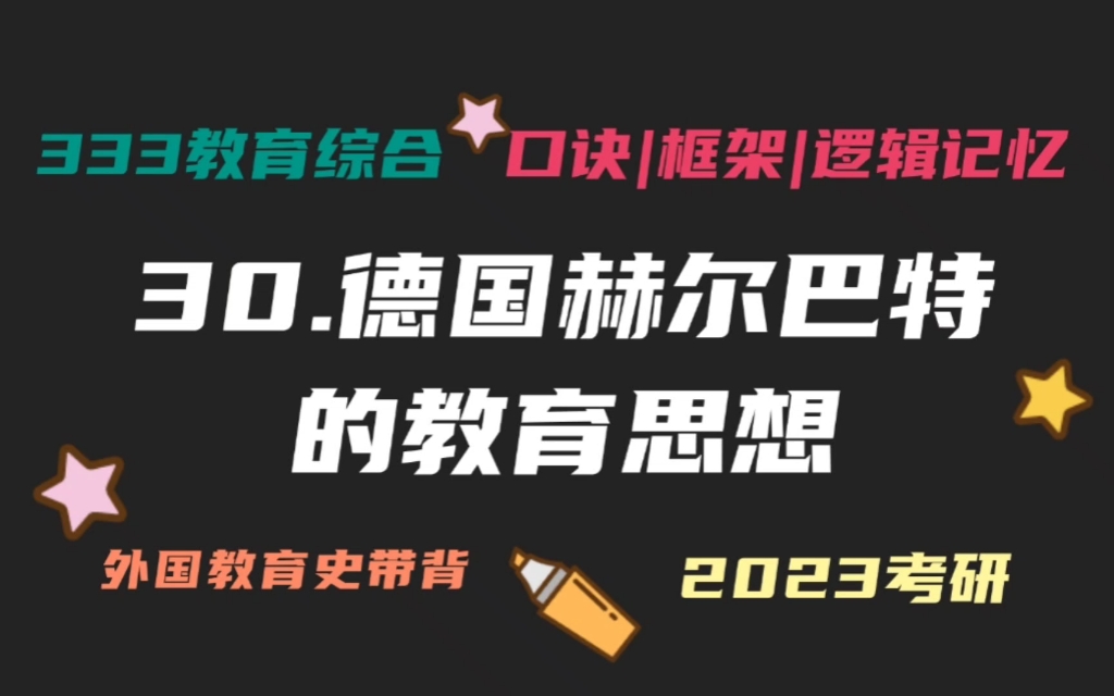 30.德国赫尔巴特的教育思想 四段教学法 教育性教学原则 外国教育史带背 外教史带背 教育学考研333带背 教育综合哔哩哔哩bilibili