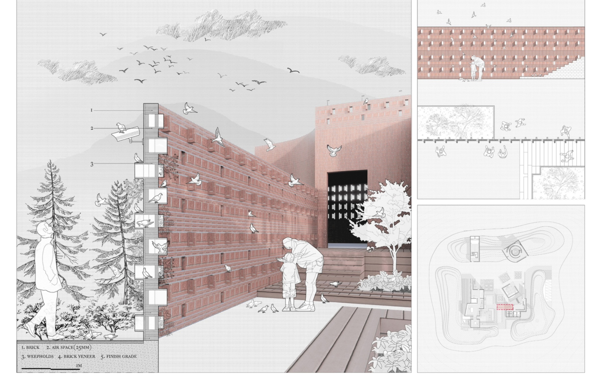 墨尔本大学建筑留学作品集项目:和平鸽互动纪念建筑设计,巴以冲突背景下的公共空间创新设计哔哩哔哩bilibili