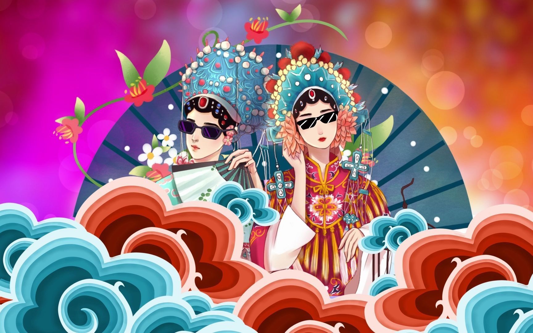 时尚动态国潮京剧人物潮流背景视频