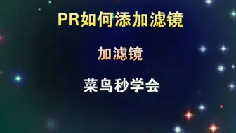 PR如何添加滤镜，菜鸟2分钟学会，学浪计划