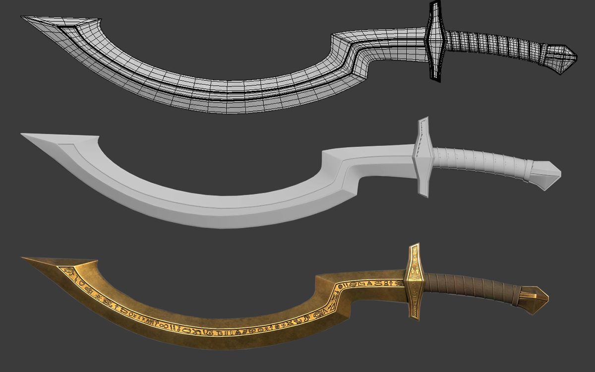 次世代武器全流程制作教学,从零开始教你学会黄金刀,3dmax新手建模