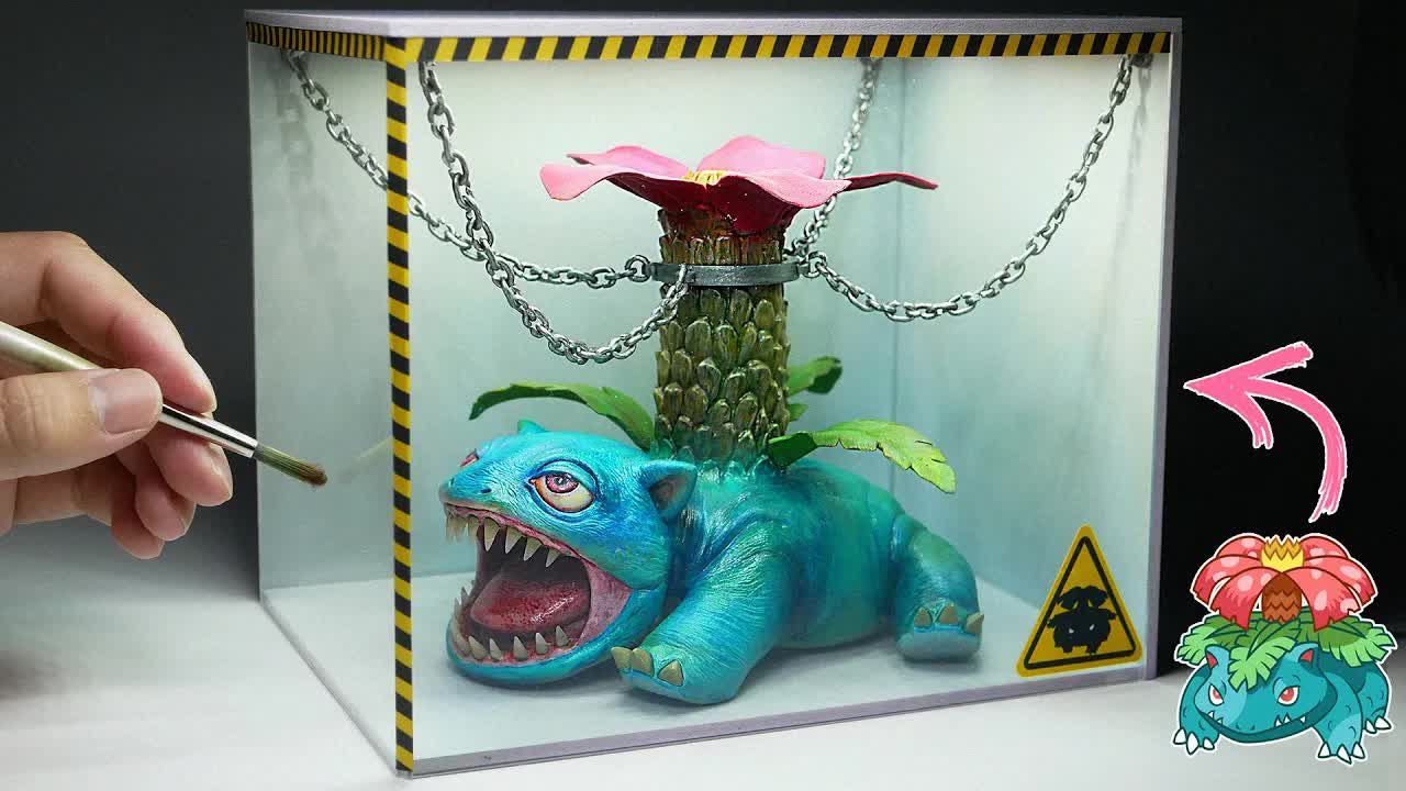 用黏土塑造被囚禁的妙蛙种子,他真的开花了