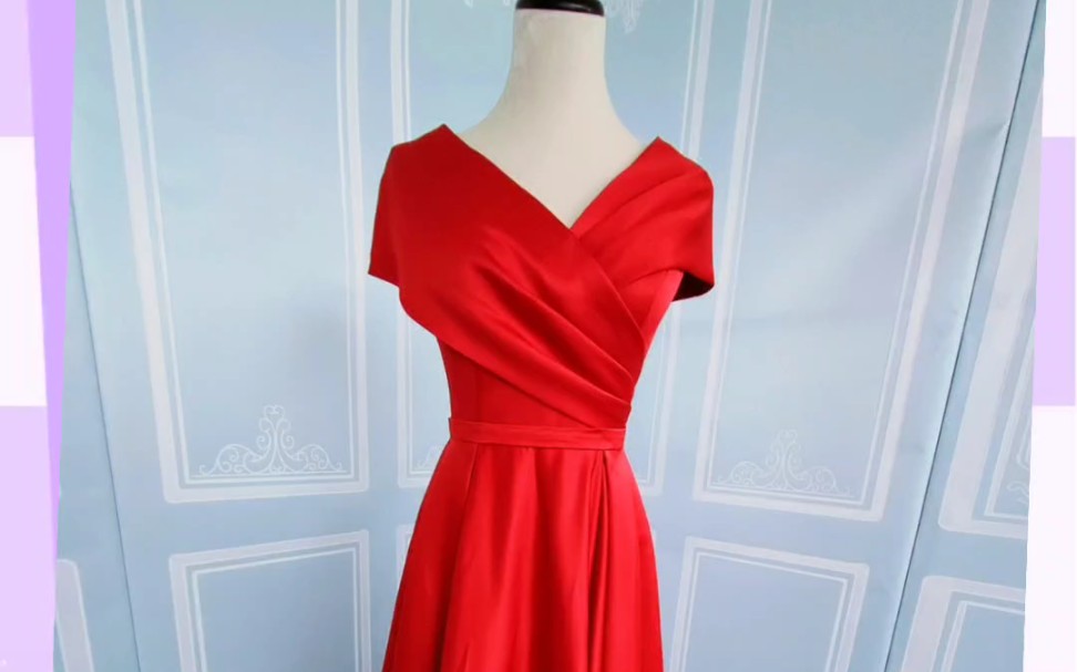 红色缎面敬酒服