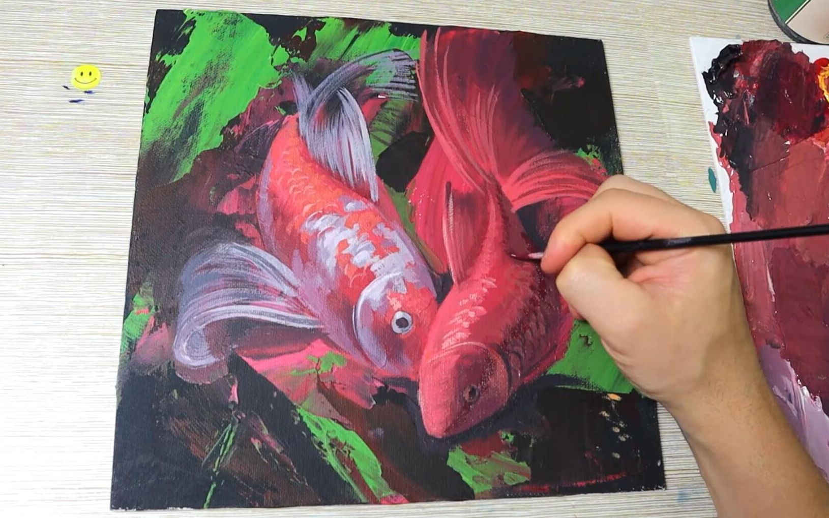 【丙烯畫】【繪畫教程】畫錦鯉-fish art painting acrylic painting